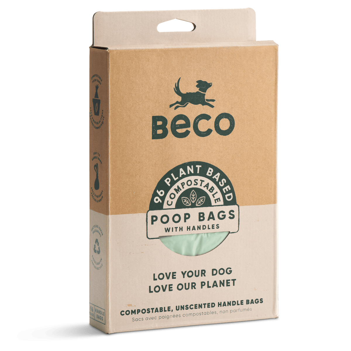 Compostable Dog Poop Bags BECO Love your dog love our planet Beco